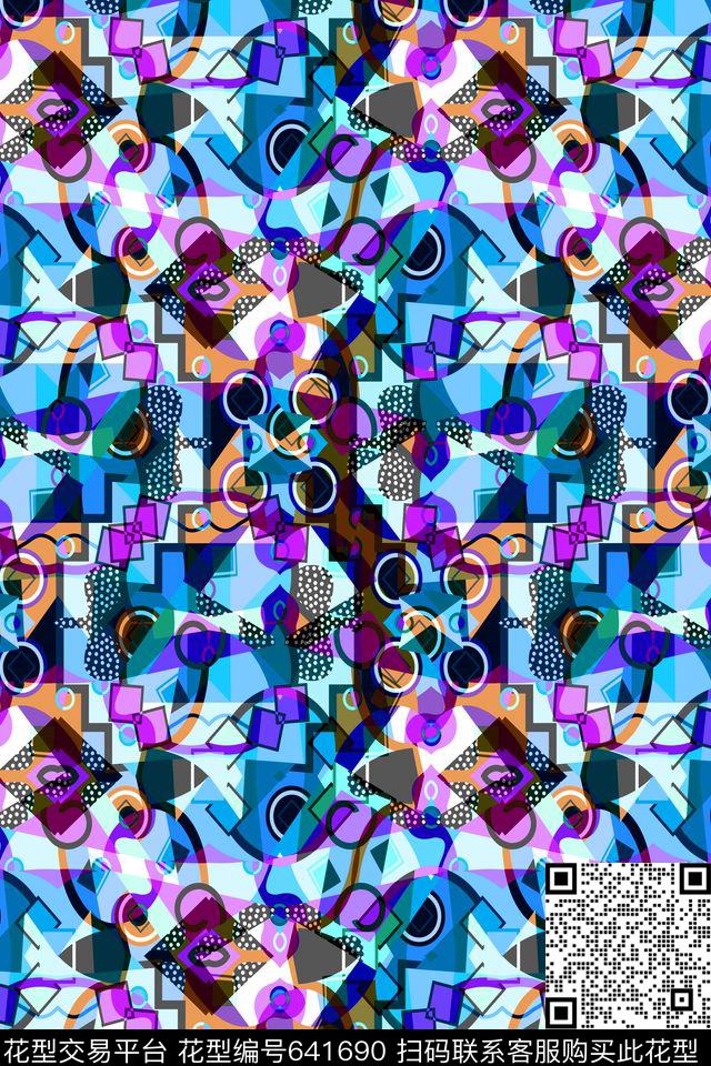 几何彩色图案方格不规则几何传统印花华亿平台下载（图片编号: 641690） - 瓦栏（Walan）