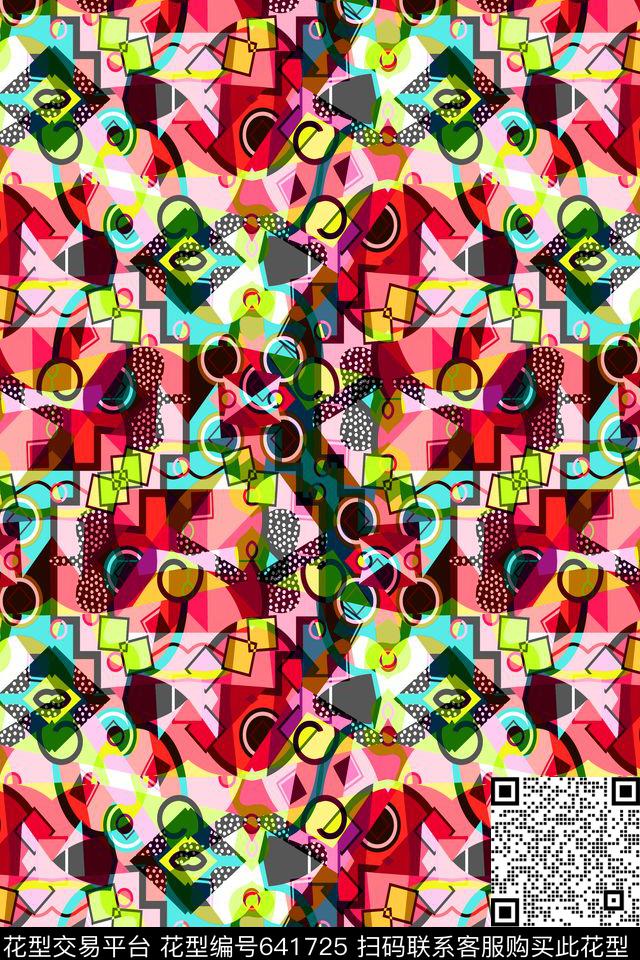 几何彩色图案方格不规则几何传统印花华亿平台下载（图片编号: 641725） - 瓦栏（Walan）