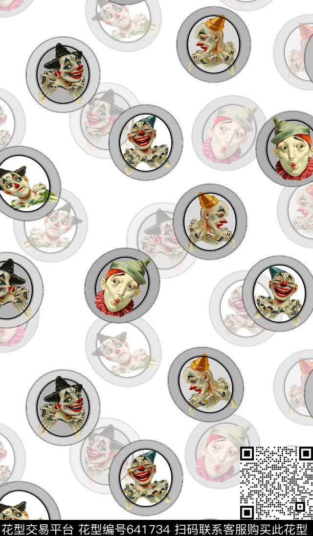 人物小丑人物可爱数码印花华亿平台下载（图片编号: 641734） - 瓦栏（Walan）