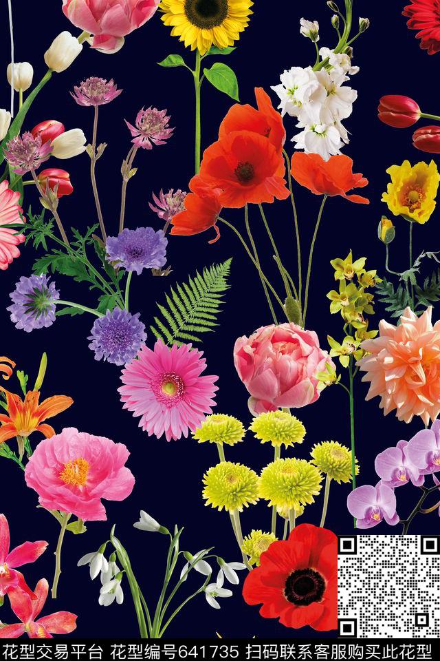 花卉花朵鲜花数码印花华亿平台下载（图片编号: 641735） - 瓦栏（Walan）