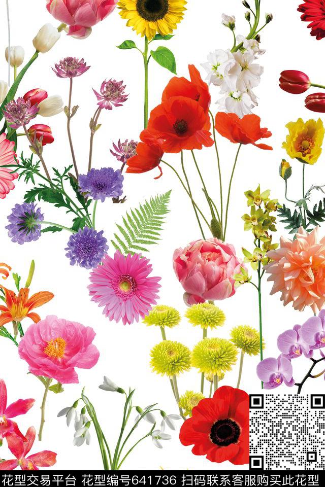 花卉花朵鲜花数码印花华亿平台下载（图片编号: 641736） - 瓦栏（Walan）