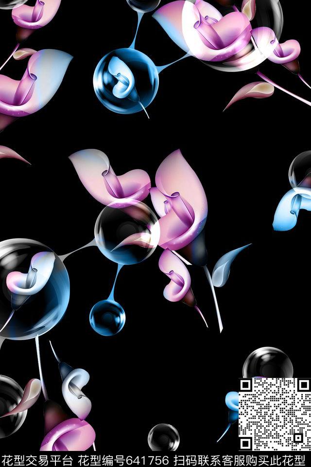 花卉抽象休闲数码印花华亿平台下载（图片编号: 641756） - 瓦栏（Walan）