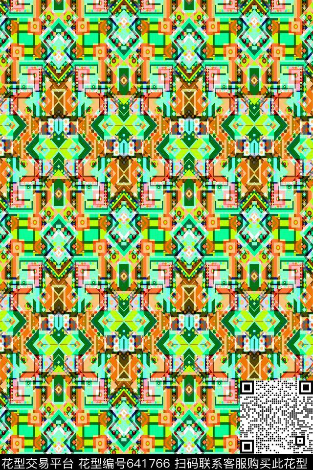 小方块不规则几何菱形传统印花华亿平台下载（图片编号: 641766） - 瓦栏（Walan）