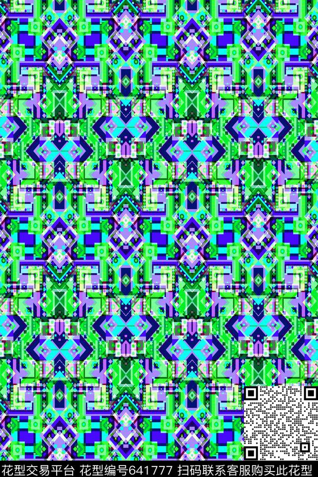小方块不规则几何菱形传统印花华亿平台下载（图片编号: 641777） - 瓦栏（Walan）