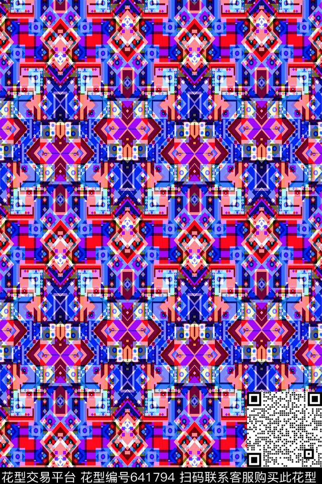 小方块不规则几何菱形传统印花华亿平台下载（图片编号: 641794） - 瓦栏（Walan）