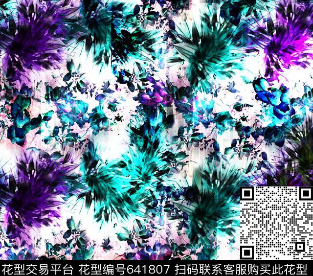 泳衣华亿平台乱纹色块数码印花华亿平台下载（图片编号: 641807） - 瓦栏（Walan）