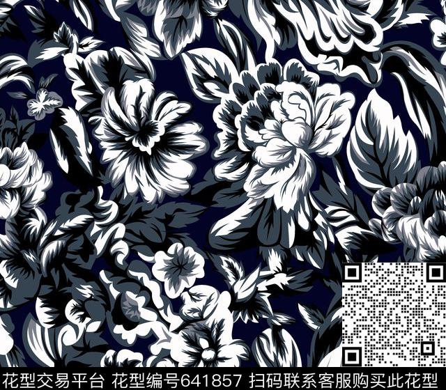 花朵花卉传统印花华亿平台下载（图片编号: 641857） - 瓦栏（Walan）