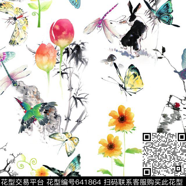 此华亿平台为1/2跳接花卉民族风数码印花华亿平台下载（图片编号: 641864） - 瓦栏（Walan）