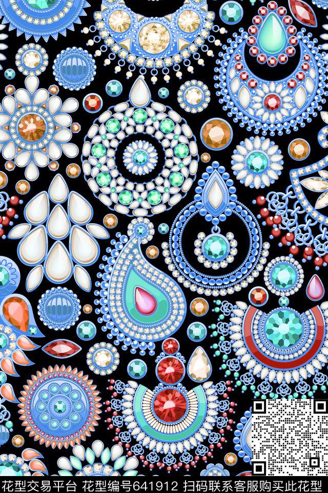 手绘珠宝宝石吊坠数码印花华亿平台下载（图片编号: 641912） - 瓦栏（Walan）