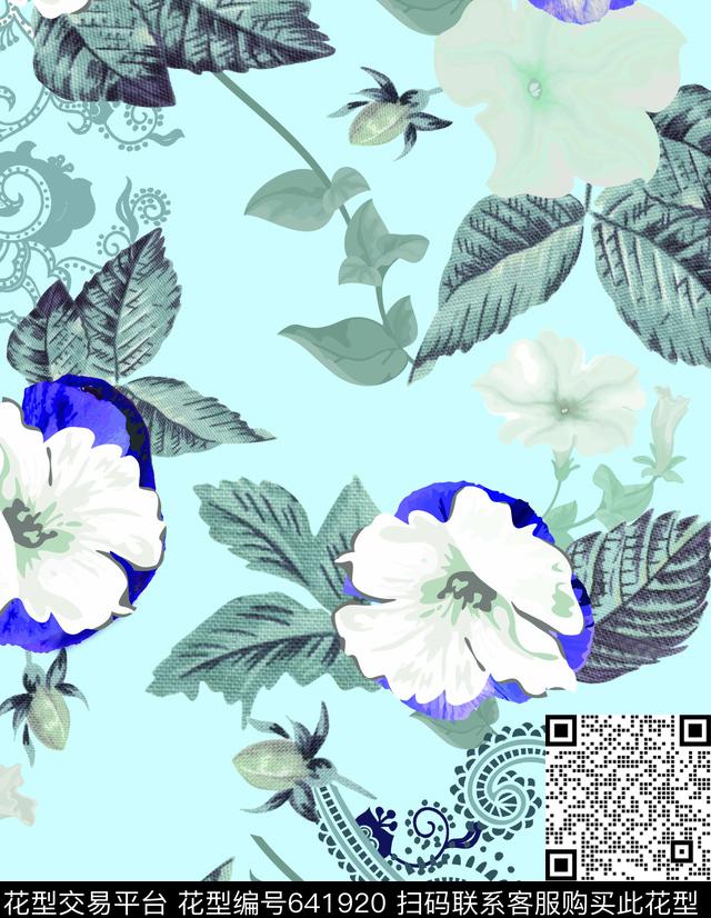 乱花花卉花朵数码印花华亿平台下载（图片编号: 641920） - 瓦栏（Walan）