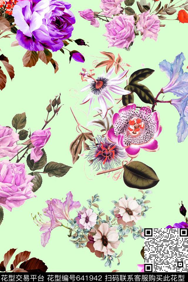 花卉清新手绘花卉数码印花华亿平台下载（图片编号: 641942） - 瓦栏（Walan）