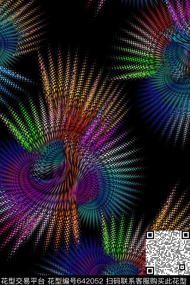 几何圆点花卉数码印花华亿平台下载（图片编号: 642052） - 瓦栏（Walan）