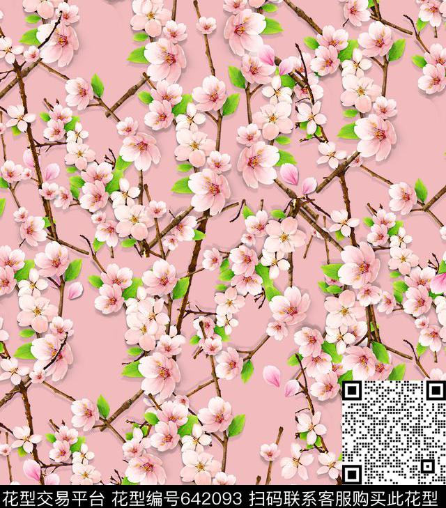 桃花小碎花花朵数码印花华亿平台下载（图片编号: 642093） - 瓦栏（Walan）