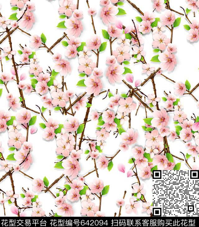 桃花小碎花花朵数码印花华亿平台下载（图片编号: 642094） - 瓦栏（Walan）
