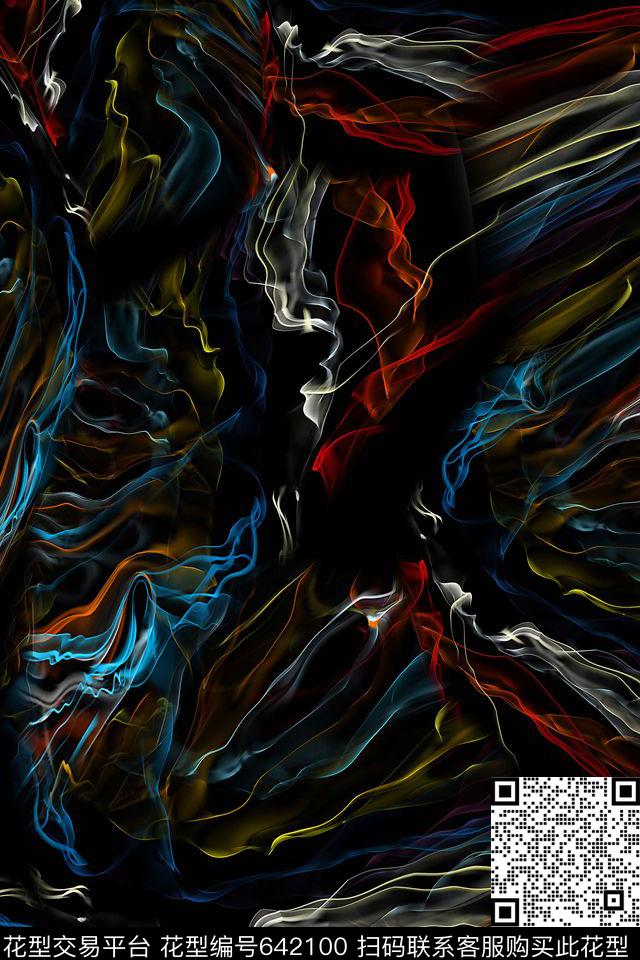 男装抽象光线数码印花华亿平台下载（图片编号: 642100） - 瓦栏（Walan）