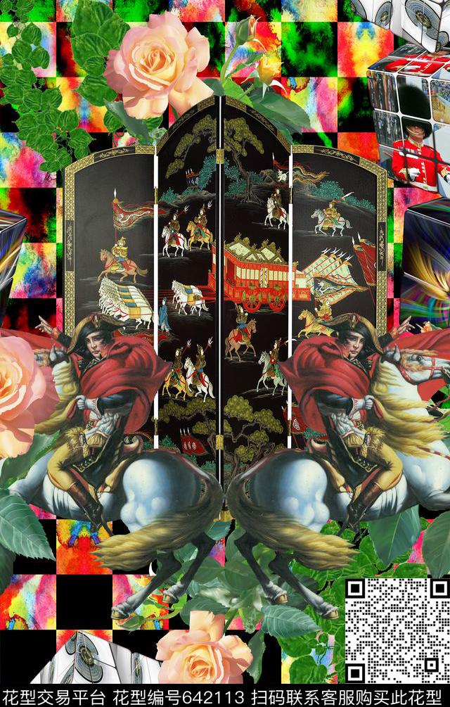 花卉人物几何数码印花华亿平台下载（图片编号: 642113） - 瓦栏（Walan）