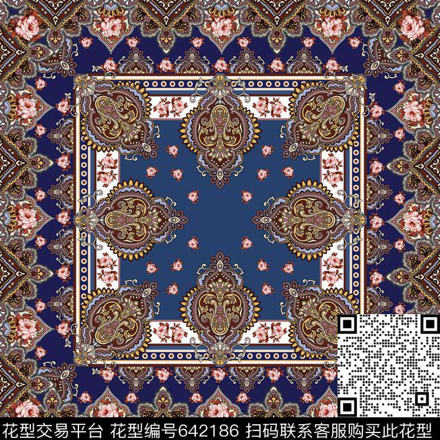 民族风丝巾欧式纹样方巾。腰果。花。俄罗斯风格传统印花华亿平台下载（图片编号: 642186） - 瓦栏（Walan）