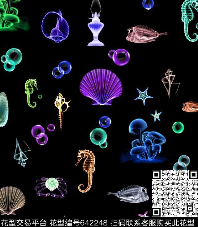 Fei-创意趣味海洋世界海底生物数码印花华亿平台下载（图片编号: 642248） - 瓦栏（Walan）