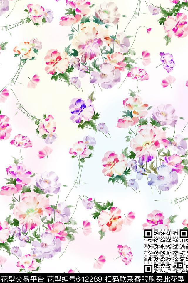 水彩手绘花卉手绘花卉花卉数码印花华亿平台下载（图片编号: 642289） - 瓦栏（Walan）