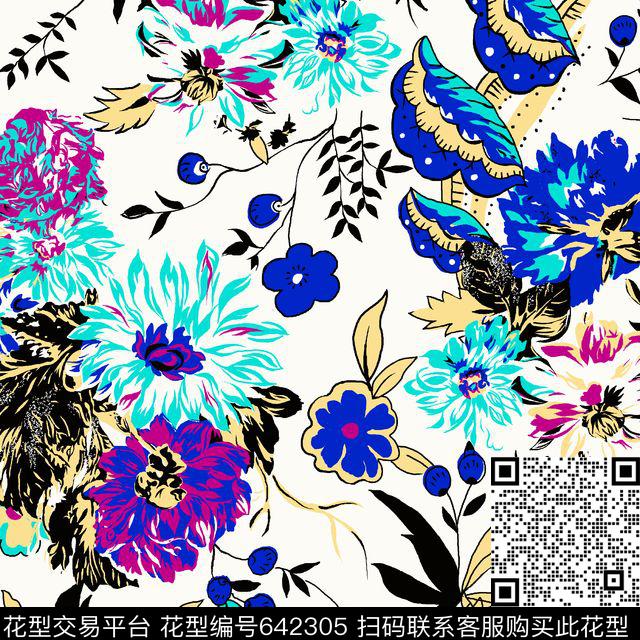 花卉休闲花朵传统印花华亿平台下载（图片编号: 642305） - 瓦栏（Walan）