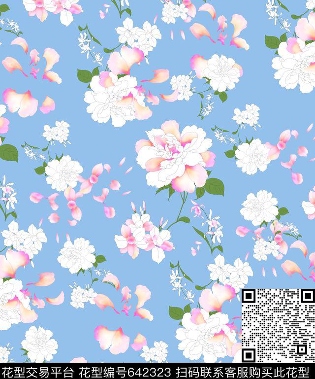水彩手绘花卉手绘花卉女装泳装印花数码印花华亿平台下载（图片编号: 642323） - 瓦栏（Walan）