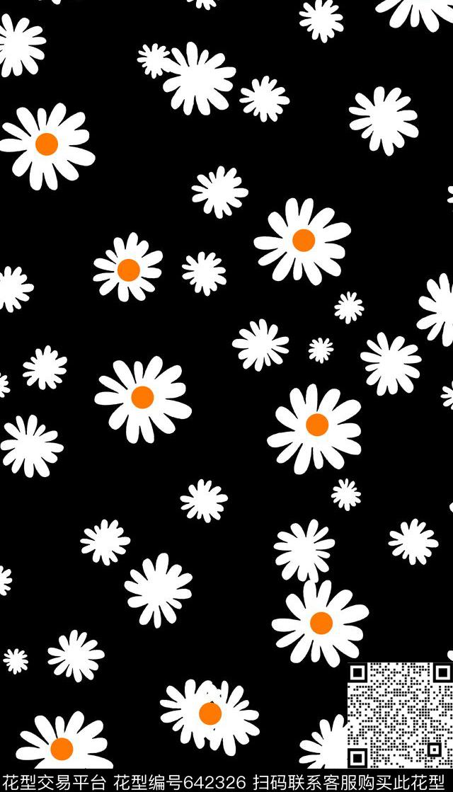 小清新花卉、黑白、女装小碎花传统印花华亿平台下载（图片编号: 642326） - 瓦栏（Walan）