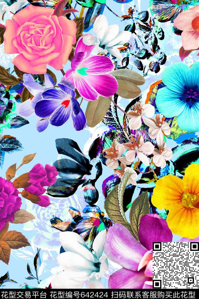 女装花卉清新数码印花华亿平台下载（图片编号: 642424） - 瓦栏（Walan）