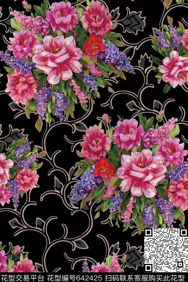 花卉玫瑰家纺数码印花华亿平台下载（图片编号: 642425） - 瓦栏（Walan）