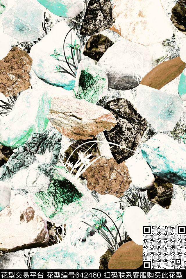 石头石纹宝石数码印花华亿平台下载（图片编号: 642460） - 瓦栏（Walan）