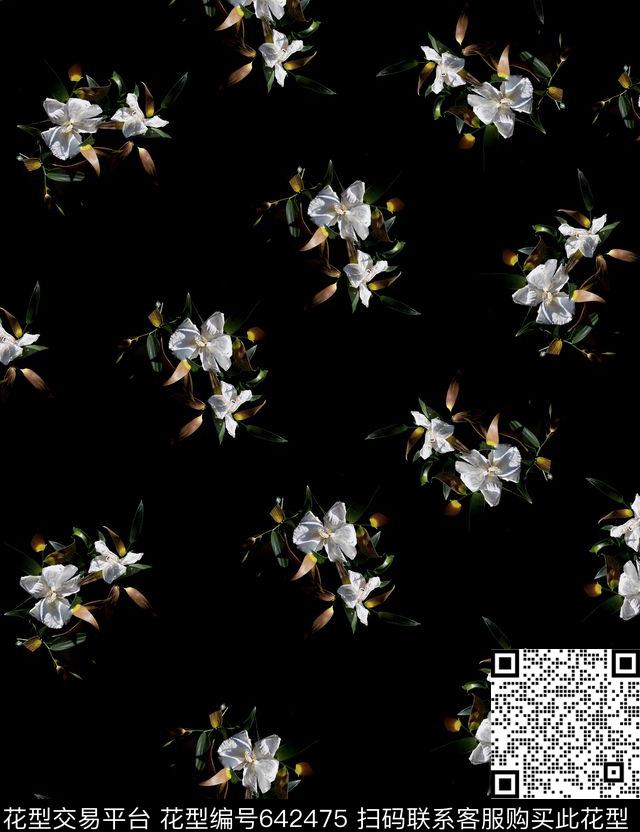 竹叶乱花小碎花数码印花华亿平台下载（图片编号: 642475） - 瓦栏（Walan）