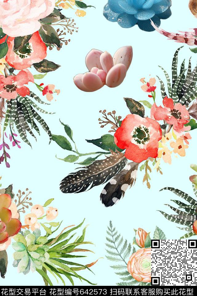 花卉多肉数码印花华亿平台下载（图片编号: 642573） - 瓦栏（Walan）