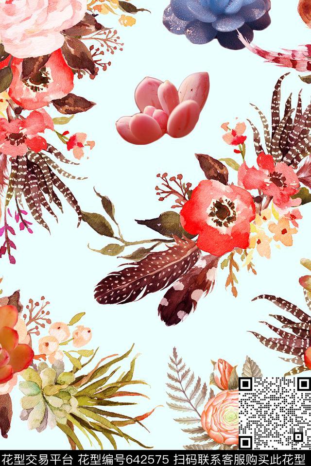花卉多肉数码印花华亿平台下载（图片编号: 642575） - 瓦栏（Walan）