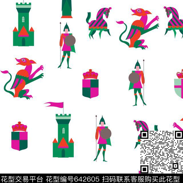 卡通矛盾士兵动物数码印花华亿平台下载（图片编号: 642605） - 瓦栏（Walan）