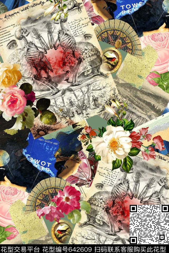 抽象几何拼接数码印花华亿平台下载（图片编号: 642609） - 瓦栏（Walan）