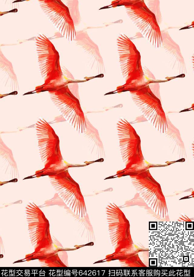 飞翔的大雁鸟简约风传统印花华亿平台下载（图片编号: 642617） - 瓦栏（Walan）