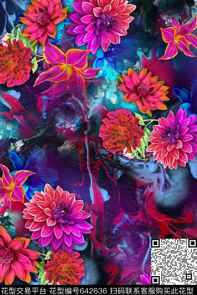 花卉中老年数码印花华亿平台下载（图片编号: 642636） - 瓦栏（Walan）