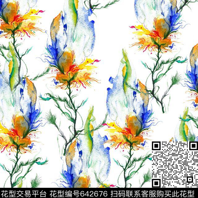 浪漫花卉花朵花卉数码印花华亿平台下载（图片编号: 642676） - 瓦栏（Walan）