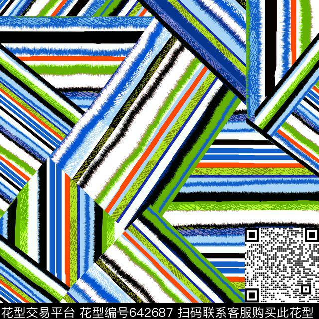 南美笔触民族风数码印花华亿平台下载（图片编号: 642687） - 瓦栏（Walan）