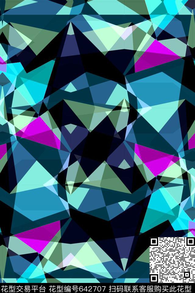 不规则几何小方块三角形传统印花华亿平台下载（图片编号: 642707） - 瓦栏（Walan）