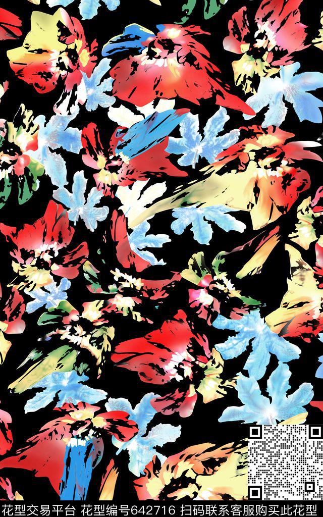 花朵花卉乱花数码印花华亿平台下载（图片编号: 642716） - 瓦栏（Walan）