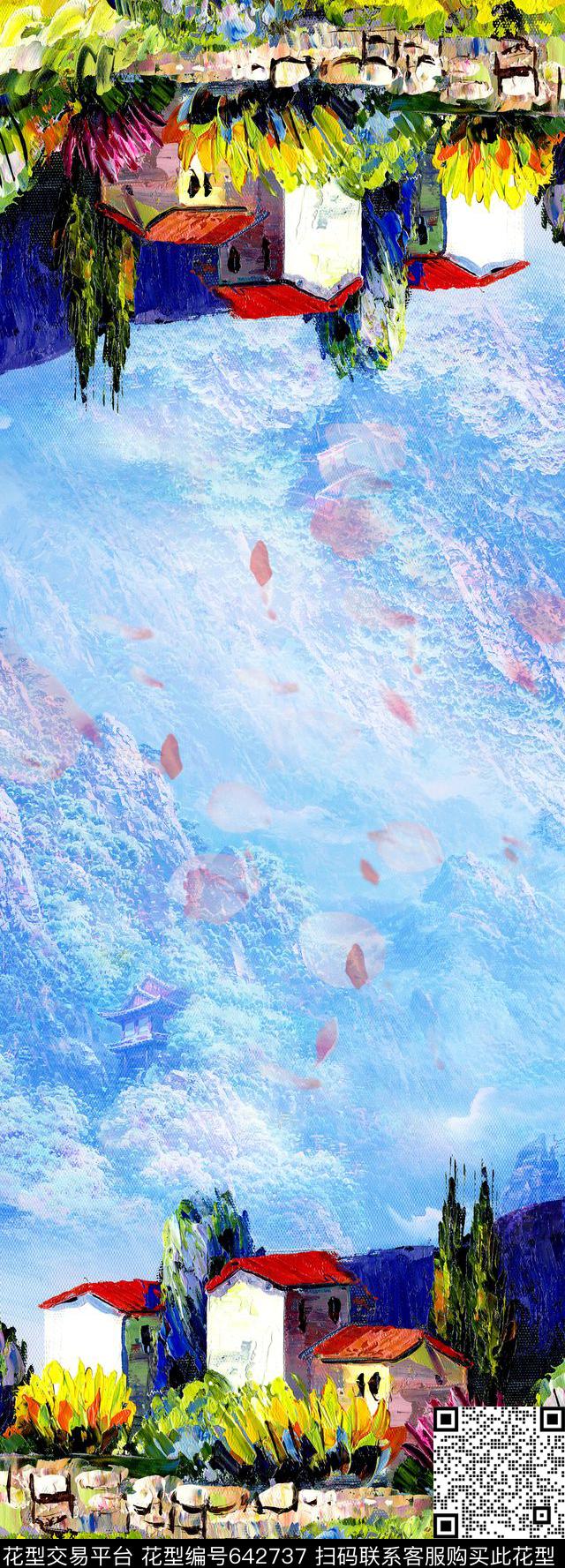 风景油画风景数码印花华亿平台下载（图片编号: 642737） - 瓦栏（Walan）