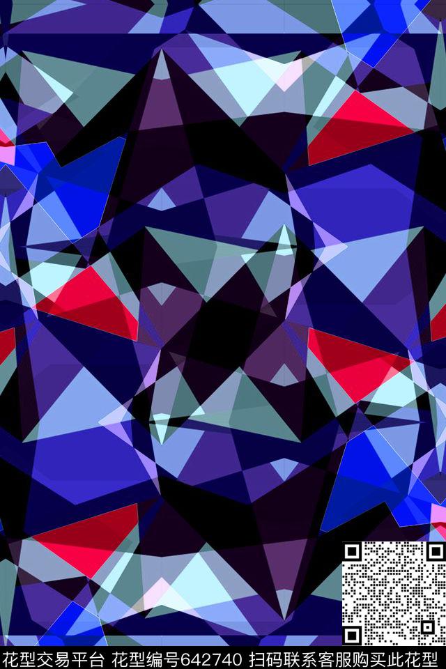 不规则几何小方块三角形传统印花华亿平台下载（图片编号: 642740） - 瓦栏（Walan）