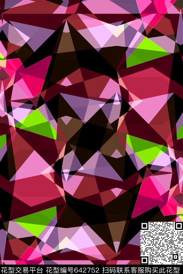 不规则几何小方块三角形传统印花华亿平台下载（图片编号: 642752） - 瓦栏（Walan）