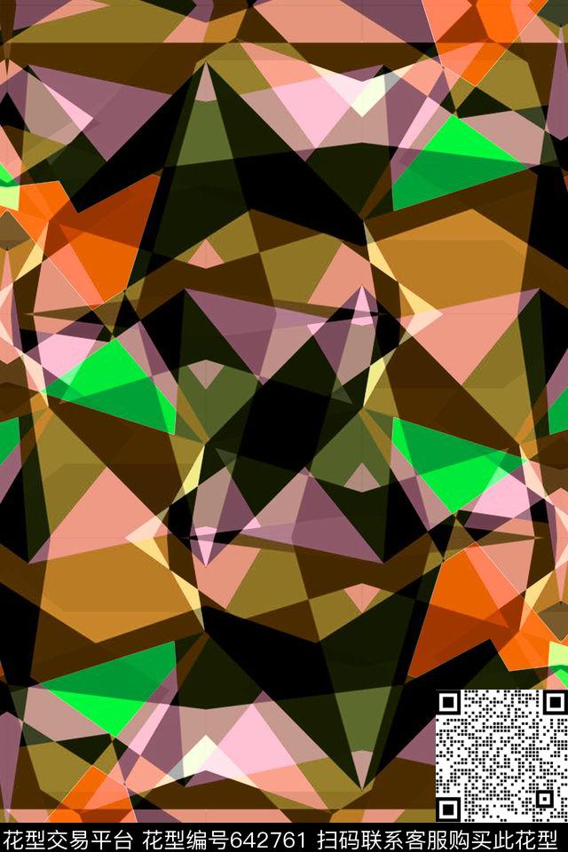 不规则几何小方块三角形传统印花华亿平台下载（图片编号: 642761） - 瓦栏（Walan）