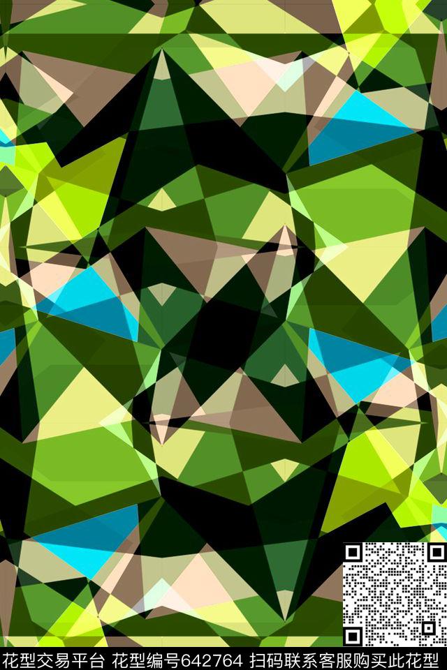不规则几何小方块三角形传统印花华亿平台下载（图片编号: 642764） - 瓦栏（Walan）