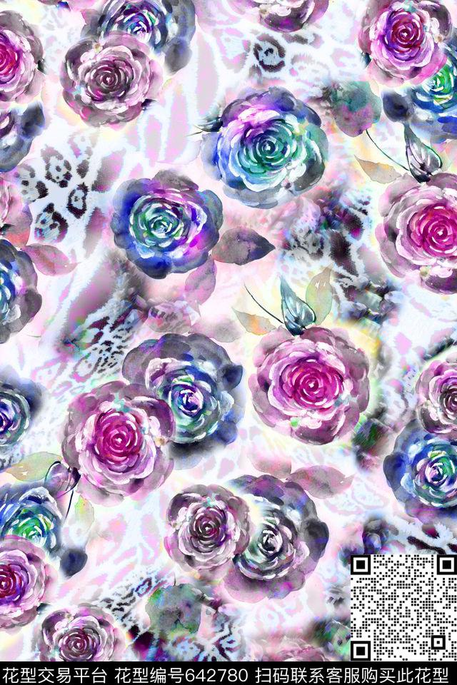 花朵花卉流行时尚数码印花华亿平台下载（图片编号: 642780） - 瓦栏（Walan）