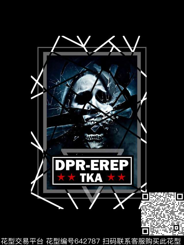 人物头像几何结构男装T恤数码印花华亿平台下载（图片编号: 642787） - 瓦栏（Walan）