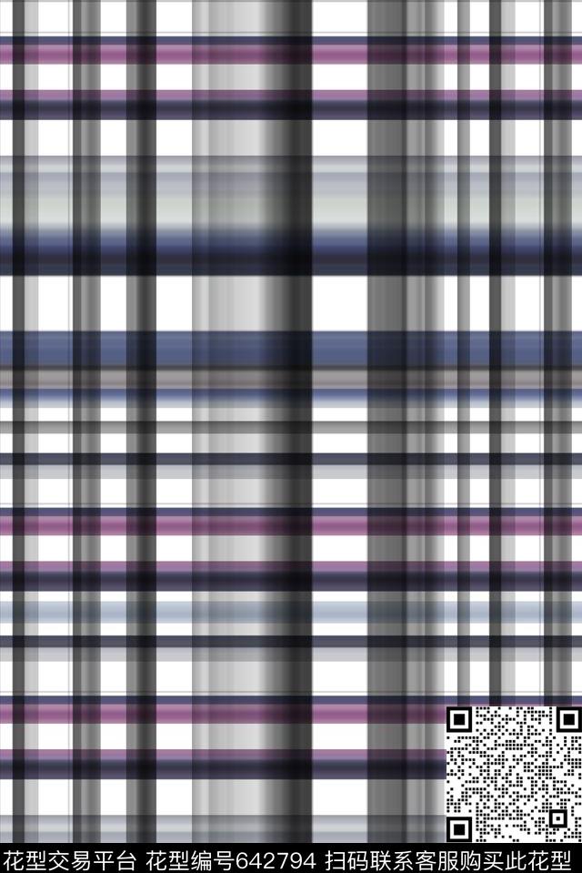 渐变纹理格子男装格子数码印花华亿平台下载（图片编号: 642794） - 瓦栏（Walan）
