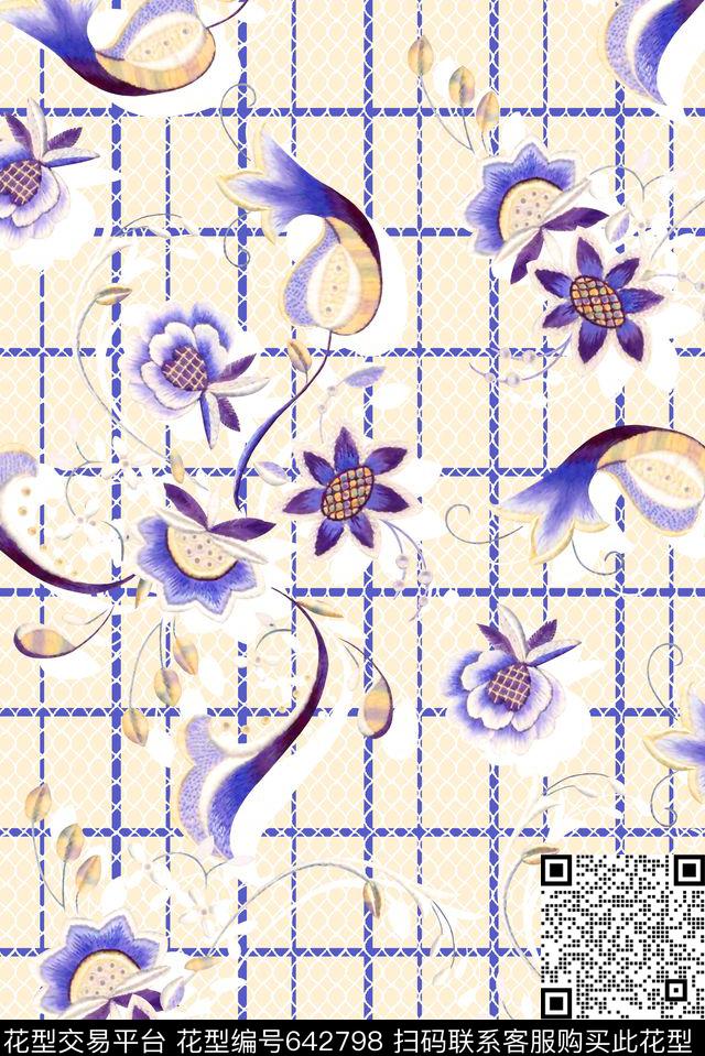 抽象手绘满版中国风女装裙最新高清数码刺绣数码印花华亿平台下载（图片编号: 642798） - 瓦栏（Walan）