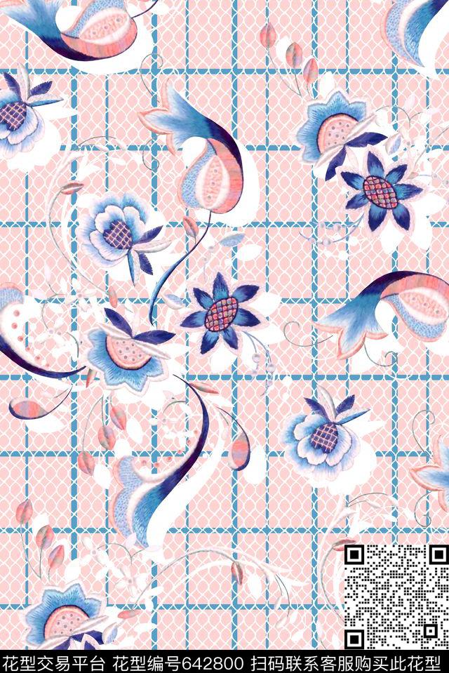 抽象手绘满版中国风女装裙最新高清数码刺绣数码印花华亿平台下载（图片编号: 642800） - 瓦栏（Walan）